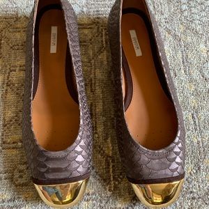 NEW Geox gold tip brown leather flat